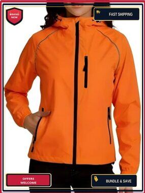 Waterproof Cycling Rain Jacket Windproof Lightweight Packable with Reflective